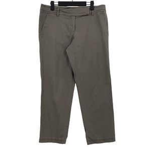 Ann Taylor Pants Khaki Cropped Womens 8 Brown Flat Front Mid Rise Pockets